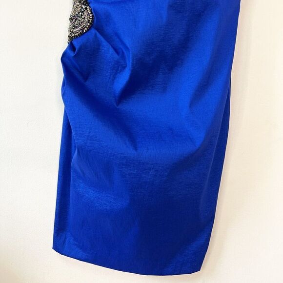 Joseph Ribkoff Royal Blue One Shoulder Embellished Party Dress - Picture 4 of 10